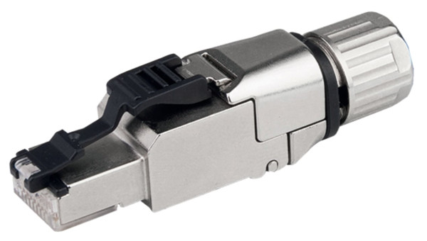 Connecteur ethernet rj-45 cat. 6a - t568a - awg22 - serre-câble sortie droite