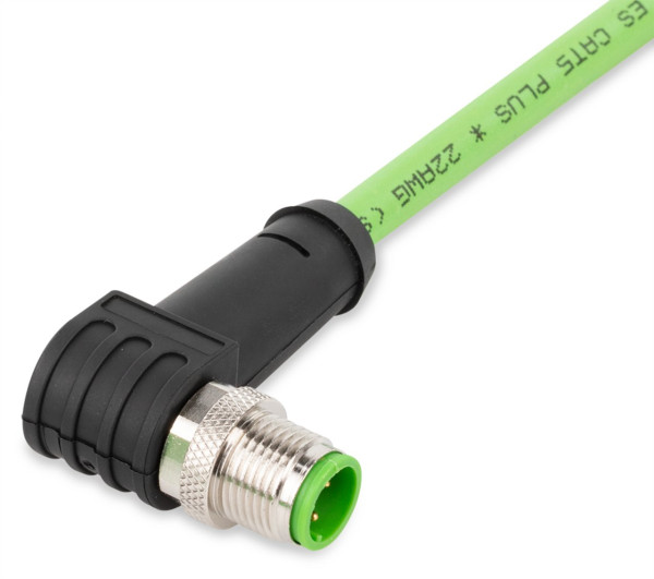 Câble ethernet/profinet - m12 mâle coudé - extrémité libre - 2m