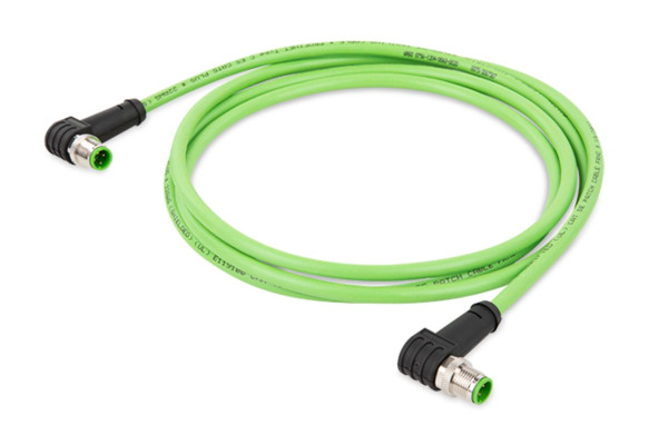 Câble ethernet/profinet - m12 mâle coudé - m12 mâle coudé - 2m