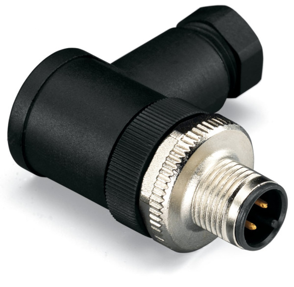 Connecteur - 4 pôles - codage a - m12 mâle coudé - connexion vis - pg9