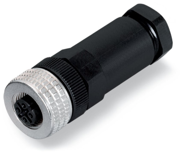 Connecteur - 4 pôles - codage a - m12 femelle droit - connexion vis