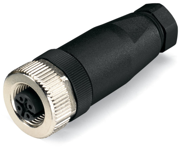 Connecteur - 4 pôles - codage a - m12 femelle droit - connexion ressort
