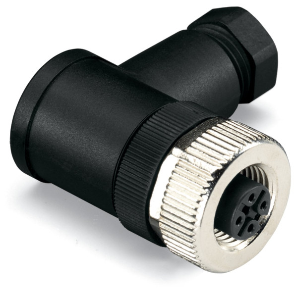 Connecteur - 4 pôles - codage a - m12 femelle coudé - connexion vis - pg9