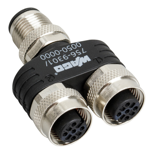 Distributeur m12 mâle droit - 2xm12 femelle droit