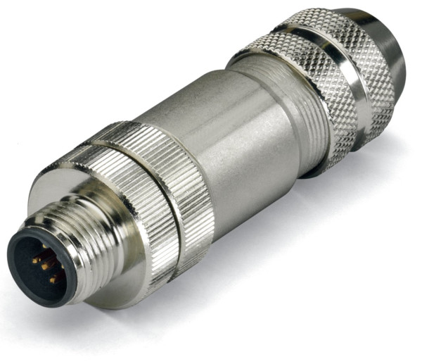 Connecteur blindé profibus / bus système - m12 mâle droit - connexion ressort
