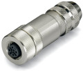 Connecteur blindé profibus / bus système - m12 femelle droit - connexion ressort