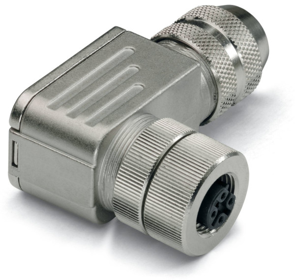 Connecteur blindé profibus / bus système - m12 femelle coudé - connexion ressort
