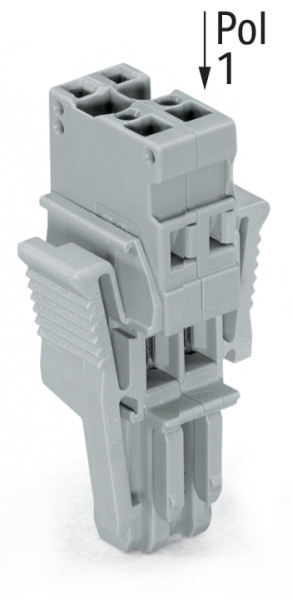 Connecteur femelle 1c, 2 pôles / avec cliquet de verrouillage