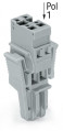 Connecteur femelle 1c, 2 pôles / avec cliquet de verrouillage