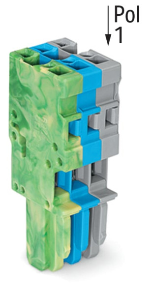Connect fem 1c 3 pol vert-jaune-gris