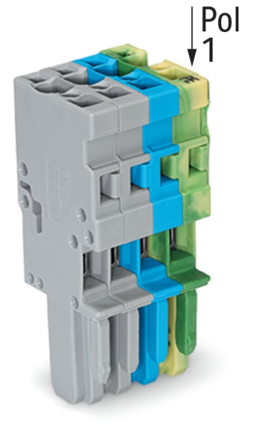 Connecteur femelle pour 1 conducteur gris/bleu/ja-ve