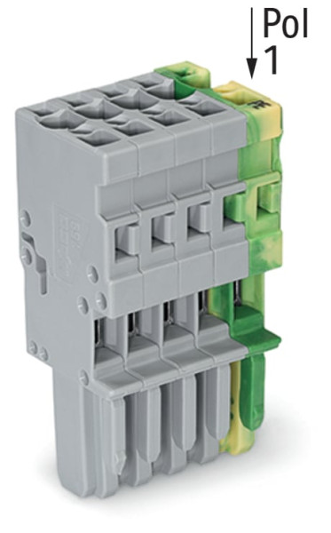 Connecteur femelle pour 1 conducteur gris/ja-ve