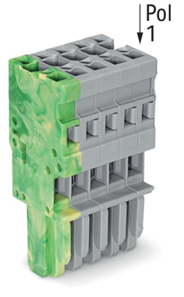 Connecteur femelle pour 1 conducteur ja-ve/gris