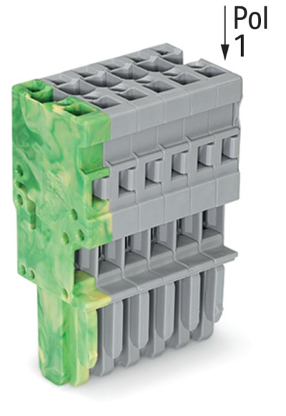 Connecteur femelle pour 1 conducteur ja-ve/gris