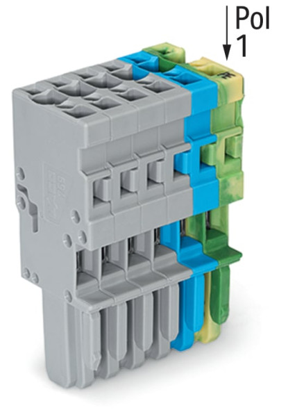 Connecteur femelle pour 1 conducteur gris/bleu/ja-ve