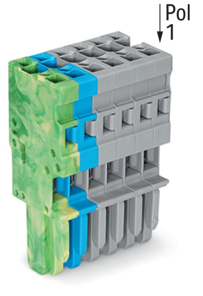 Connecteur femelle pour 1 conducteur ja-ve./bleu/gris
