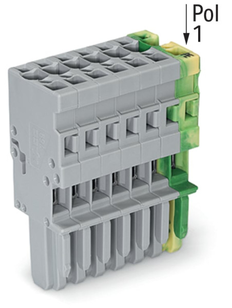 Connecteur femelle pour 1 conducteur gris/ja-ve