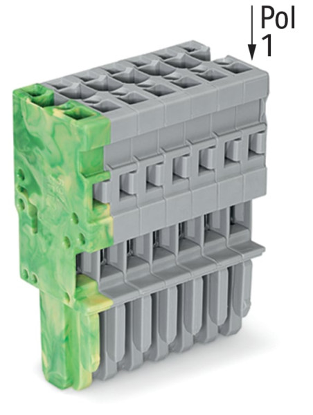 Connecteur femelle pour 1 conducteur ja-ve/gris