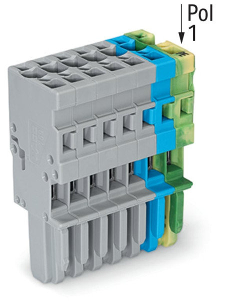 Connecteur femelle pour 1 conducteur gris/bleu/ja-ve