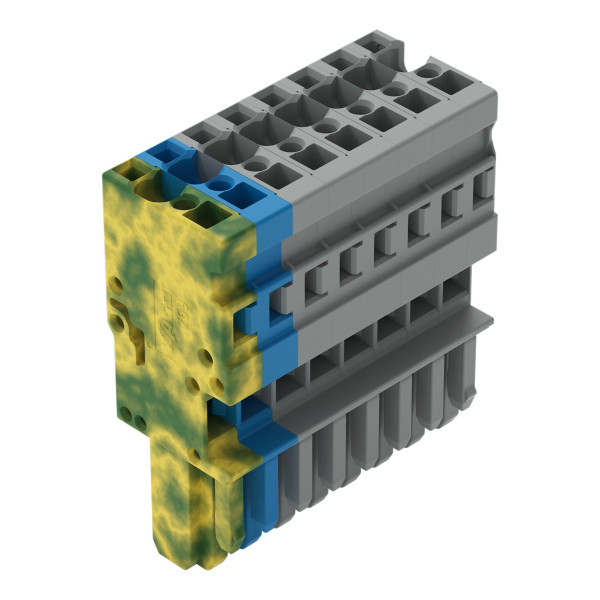 Connecteur femelle pour 1 conducteur ja-ve./bleu/gris