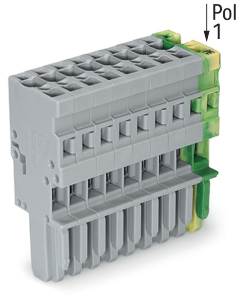 Connecteur femelle pour 1 conducteur gris/ja-ve