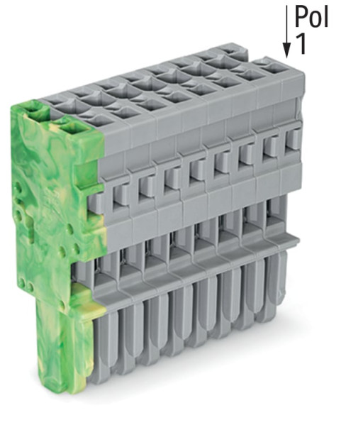 Connecteur femelle pour 1 conducteur ja-ve/gris