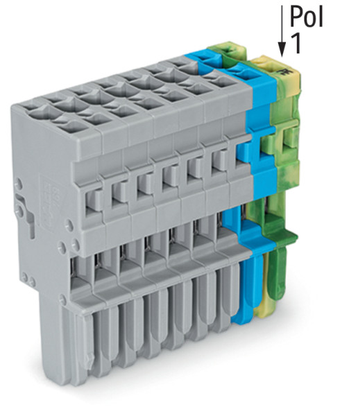 Connecteur femelle pour 1 conducteur gris/bleu/ja-ve