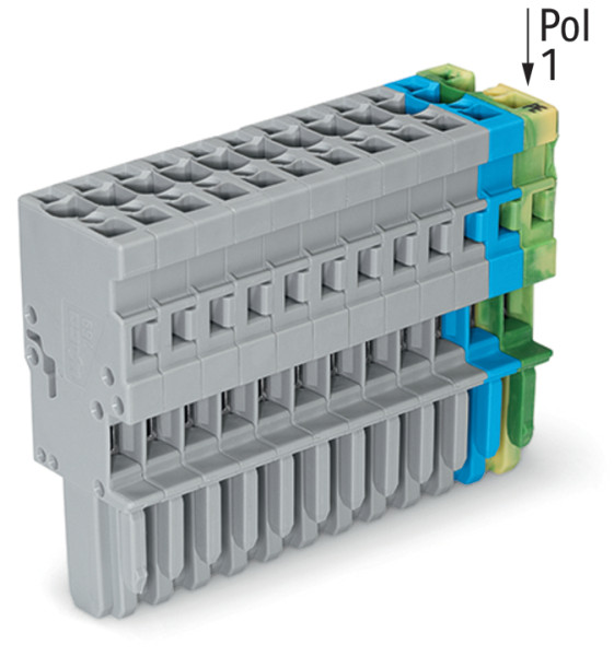 Connecteur femelle pour 1 conducteur gris/bleu/ja-ve