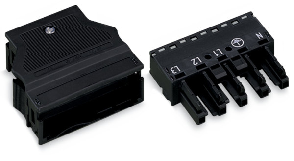 Connecteur femelle 5 pôles avec décharge de traction / noir