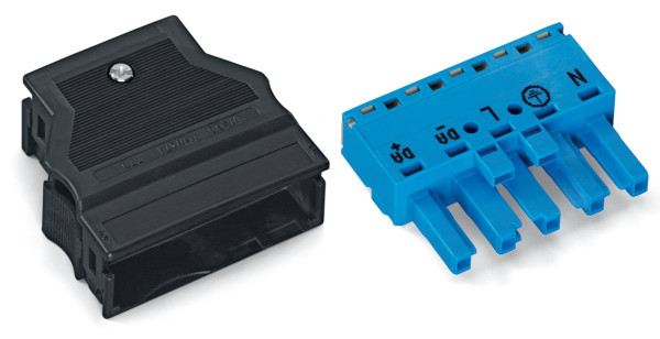 Douille avec boîtier de décharge de traction 5 pôles, bleu - Wago - 7701105/022000