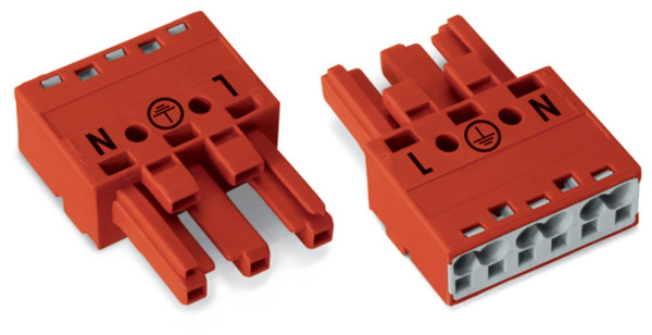 Connecteur femelle 3 pôles sans décharge de traction / rouge - Wago - 7701303