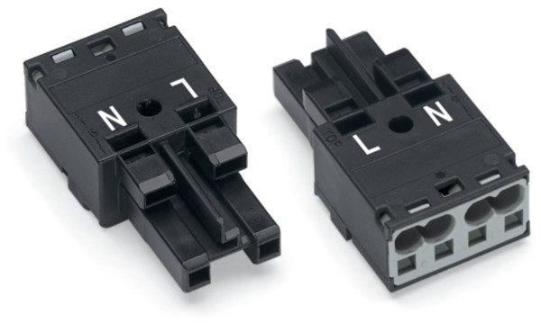 Connecteur femelle sans boîtier de décharge de traction noir 2 p - Wago - 770202