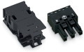 Douille avec boîtier de décharge de traction 3 pôles, noir