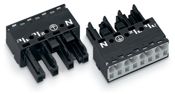 Connecteur femelle 4 pôles sans décharge de traction / noir - Wago - 770204