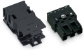 Connecteur avec boîtier de décharge de traction 3 pôles, noir