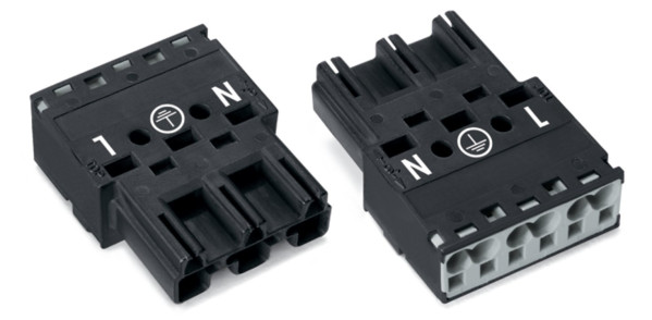 Connecteur mâle 3 pôles sans décharge de traction / noir