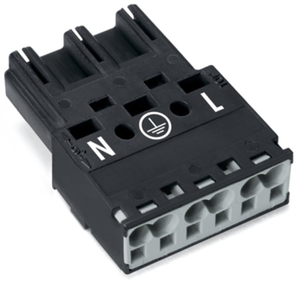 Connecteur mâle 3 pôles sans décharge de traction / noir
