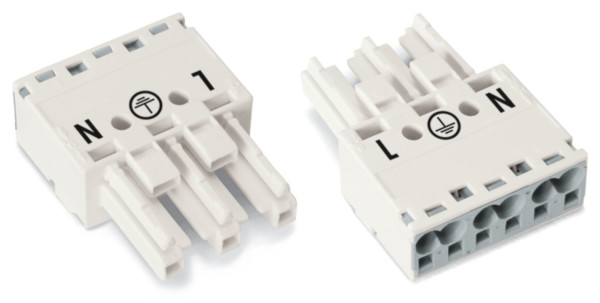 Connecteur femelle 3 pôles sans décharge de traction / blanc