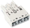 Connecteur femelle 3 pôles sans décharge de traction / blanc