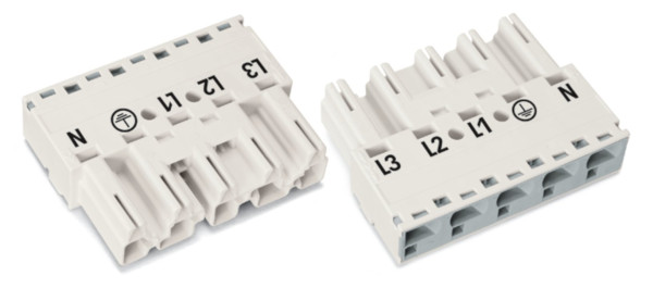 Connecteur mâle 5 pôles sans décharge de traction / blanc