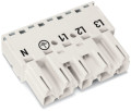 Connecteur mâle 5 pôles sans décharge de traction / blanc