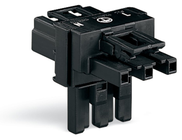 Distributeur en t connecteurs 1 mâle / 2 femelles 3 pôles / noir