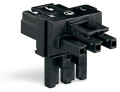 Distributeur en t connecteurs 1 mâle / 2 femelles 3 pôles / noir