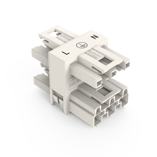 Distributeur triple connecteurs 1 mâle / 3 femelles 3 pôles / blanc - Wago - 770657