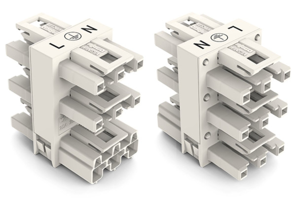 Distributeur quintuple connecteurs 1 mâle / 5 femelles 3 pôles / blanc