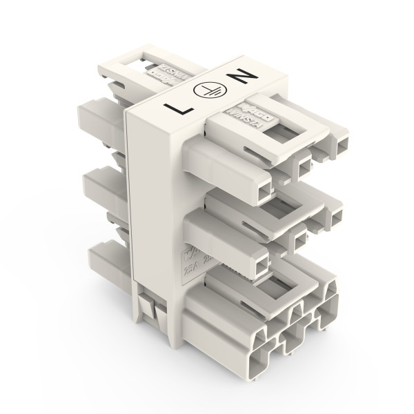Distributeur quintuple connecteurs 1 mâle / 5 femelles 3 pôles / blanc