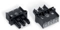 Connecteur encastrable femelle 3 pôles broche apparente / noir