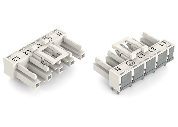 Connecteur femelle pour circuits imprimés coudé 5 pôles, blanc