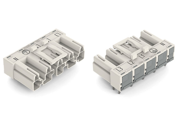 Connecteur pour circuits imprimés coudé 5 pôles, blanc