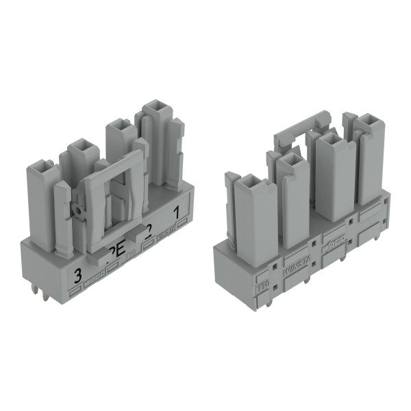 Connecteur femelle pour circuits imprimés droit 4 pôles, gris